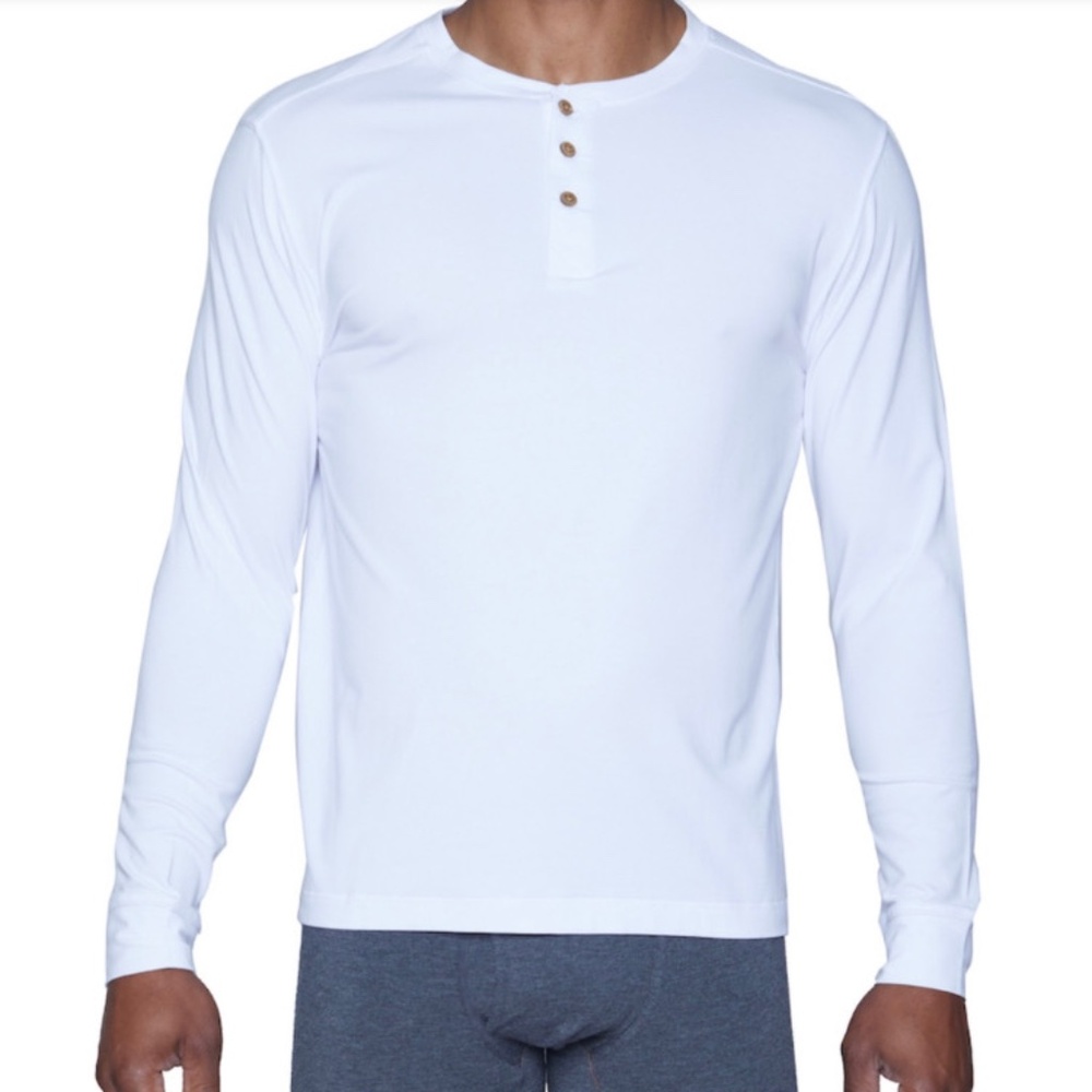 New In Box- Wood Brand- Size Large- White Long Sleeve Henley TShirt